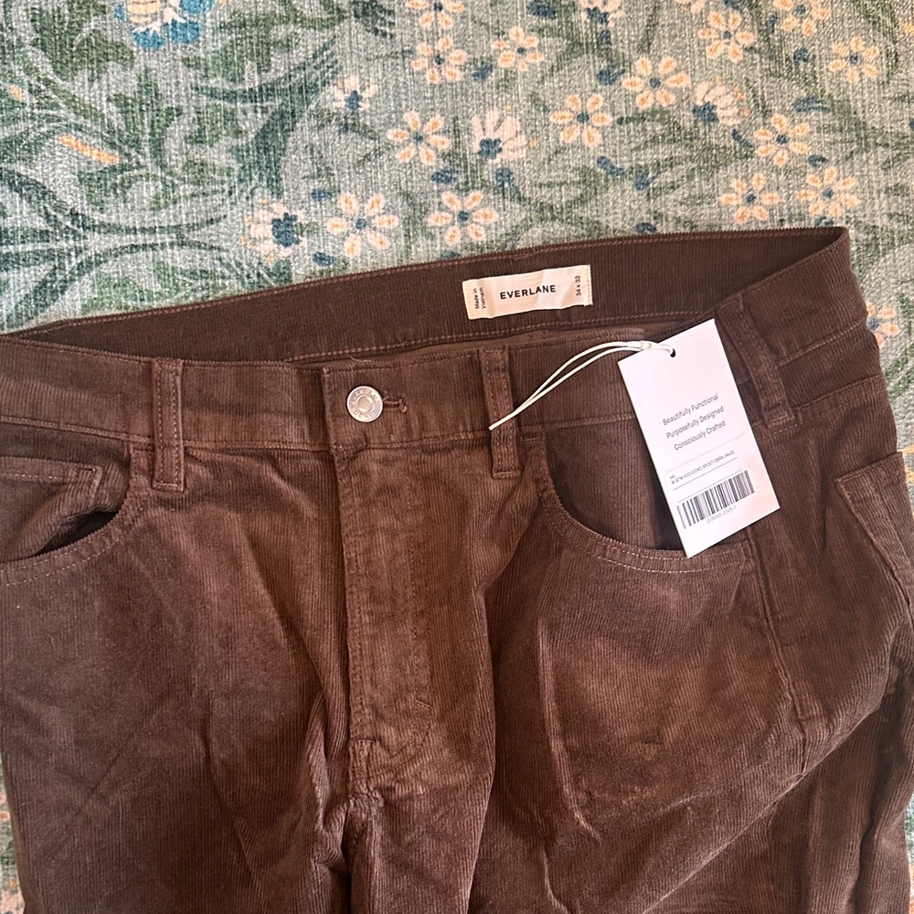 Everlane Men's Rich Brown Corduroy Trousers. Multiple Sizes